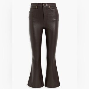 Veronica Beard Carson Dark Brown Flare Leather Pants